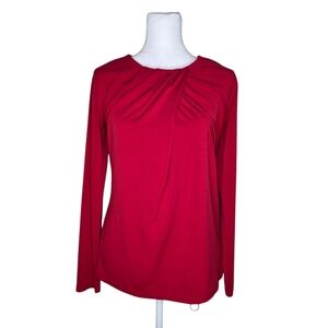 Talbots Womens Red Long Sleeve Blouse Career Size XS